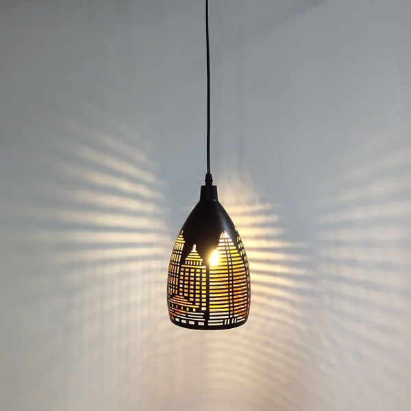 Luminaire vintage cloche fer suspension industrielle authentique