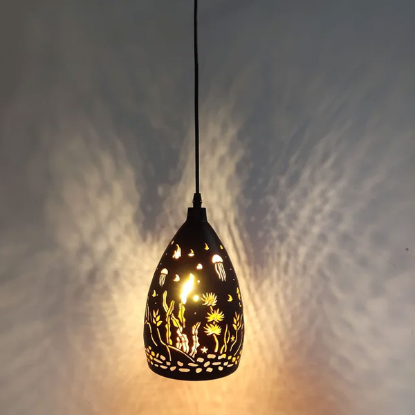 Lustre salon vintage cloche fer suspension industrielle rétro