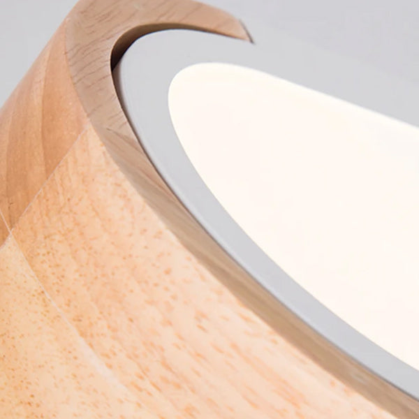 Luminaire bois design nordique LED rond éclairage naturel moderne