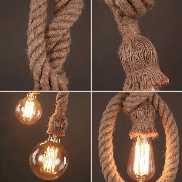 Luminaire industriel corde naturelle ampoule design rustique contemporain