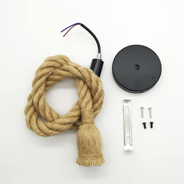 Éclairage suspendu industriel chanvre luminaire vintage authentique moderne