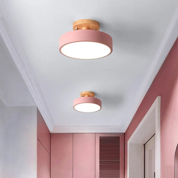 Plafonnier bois durable LED cercle design nordique naturel