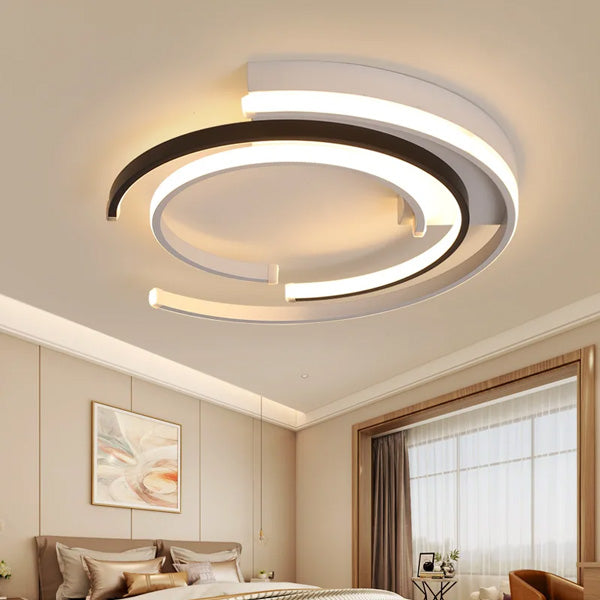 Plafonnier rond noir blanc éclairage LED design moderne