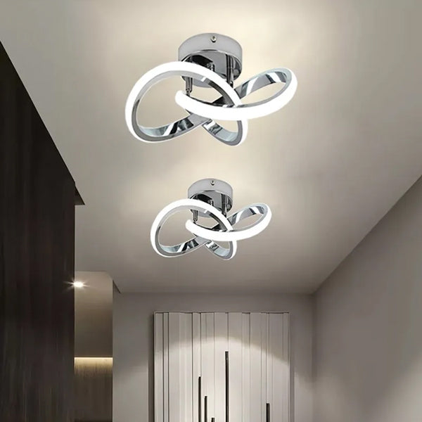 Plafonnier argenté anneaux LED luminaire moderne métallique