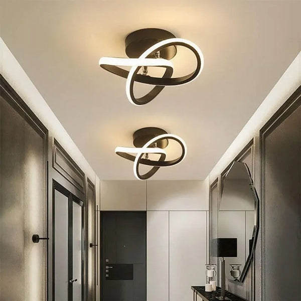 Lustre plafond LED noir éclairage design contemporain élégant