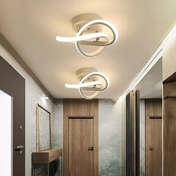Plafonnier LED anneaux blancs éclairage contemporain design