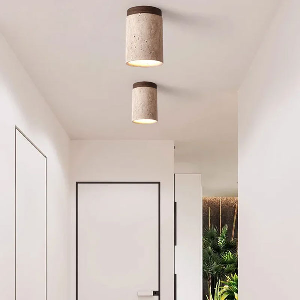 Plafonnier travertin suspendu plafond blanc luminaire moderne