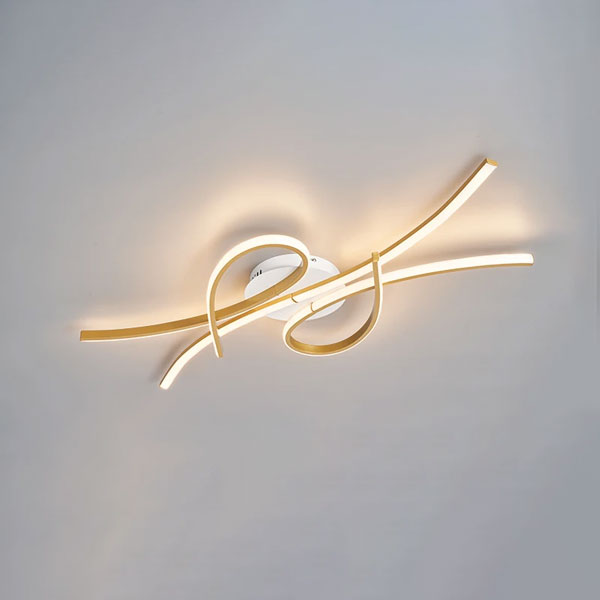 éclairage plafond élégant forme vague pour chambre