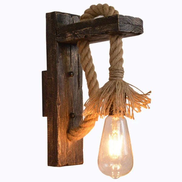 Applique en corde de chanvre et support bois naturel