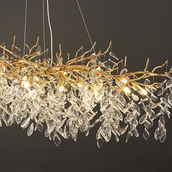 Lustre cristal moderne suspendu plafond salon contemporain