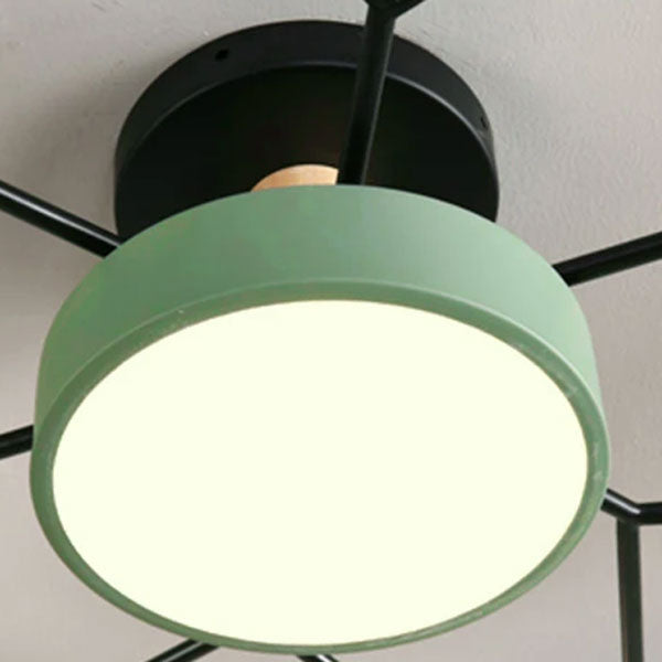Lustre Plafonnier Multi Têtes LED Bois Changeant