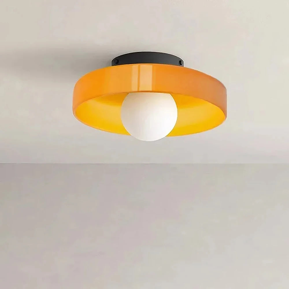 Lustre plafonnier verre coloré compact cuisine G9 4 coloris blanc vert orange fauve