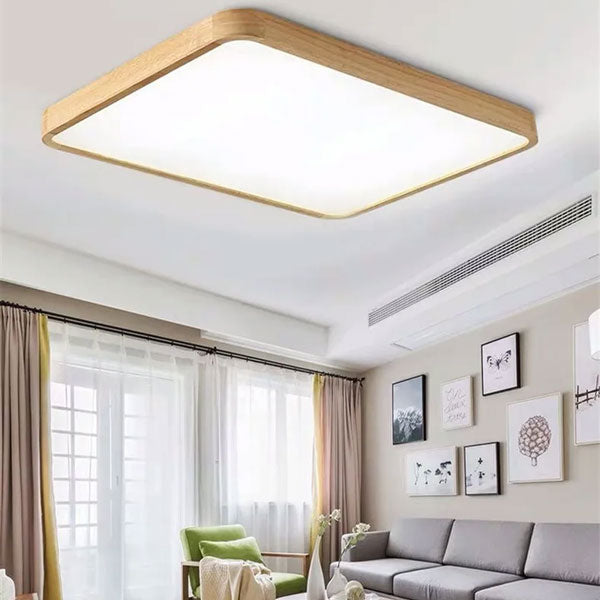 Plafonnier LED carré à profil fin dans une pièce contemporaine