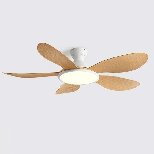 Éclairage LED avec pales bois monté au plafond