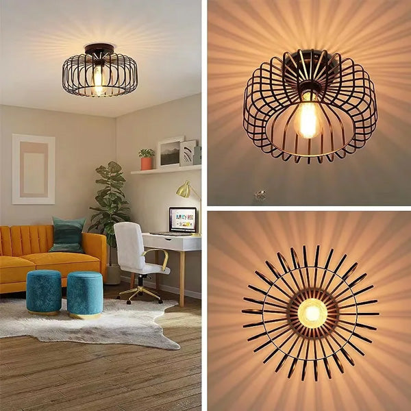 Plafonnier noir style industriel