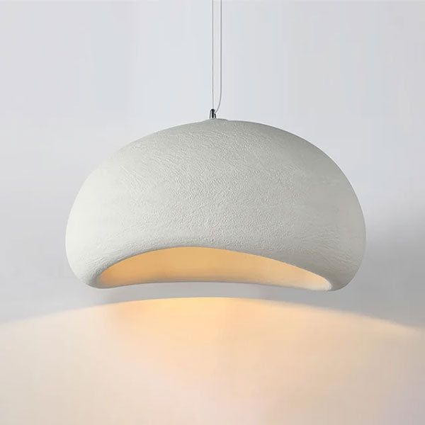 Lustre beige moderne salon contemporain éclairage décoratif cosy