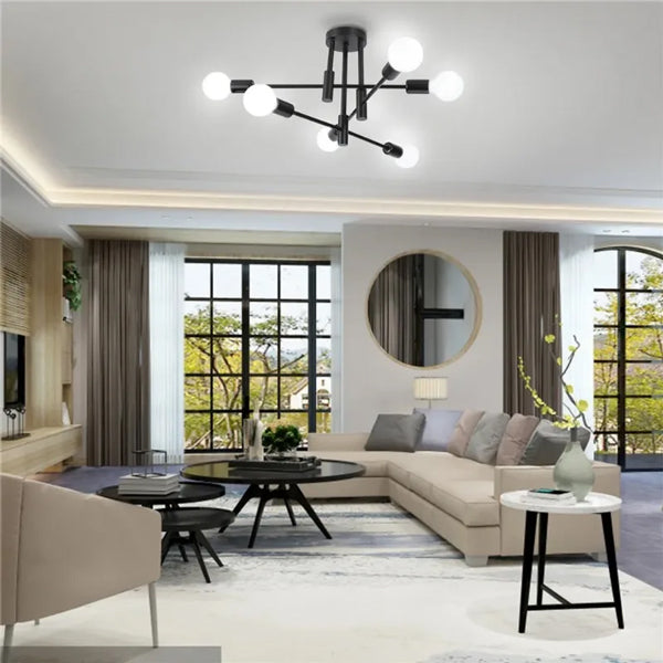 Plafonnier moderne chambre noir luminaire LED design élégant