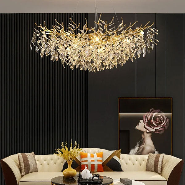 Suspension LED design détails dorés luminaire contemporain