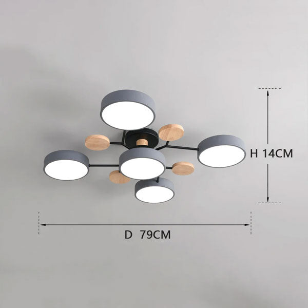 Lustre Plafonnier Multi Têtes LED Bois Changeant