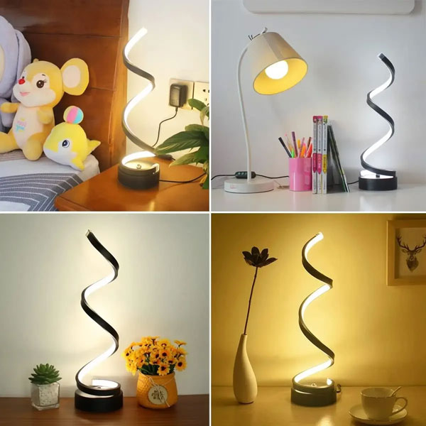 Lampe de Chevet Moderne Spirale Noire