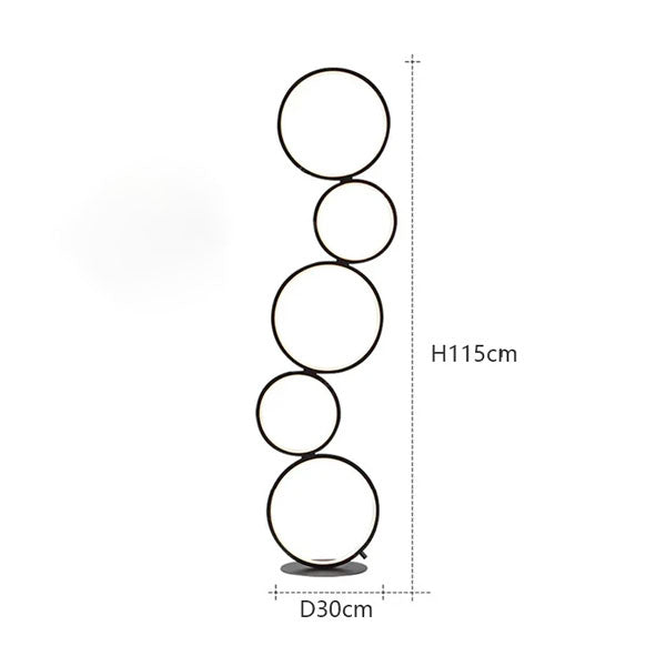lampadaire LED géométrique cercles design noir