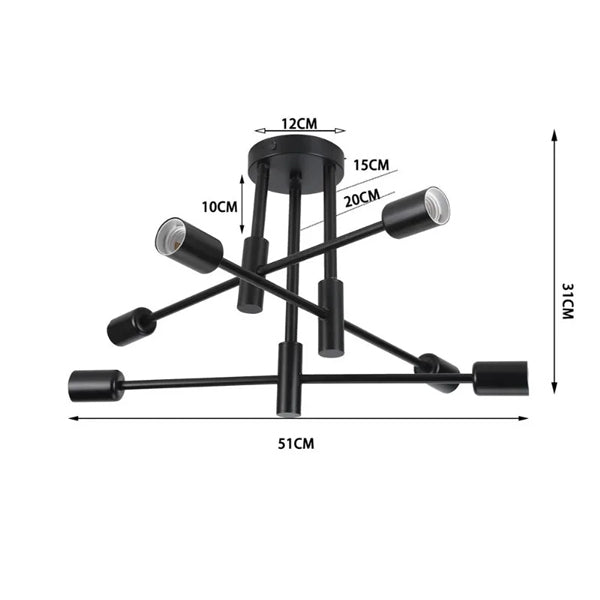 Plafonnier moderne design LED noir salon éclairage contemporain