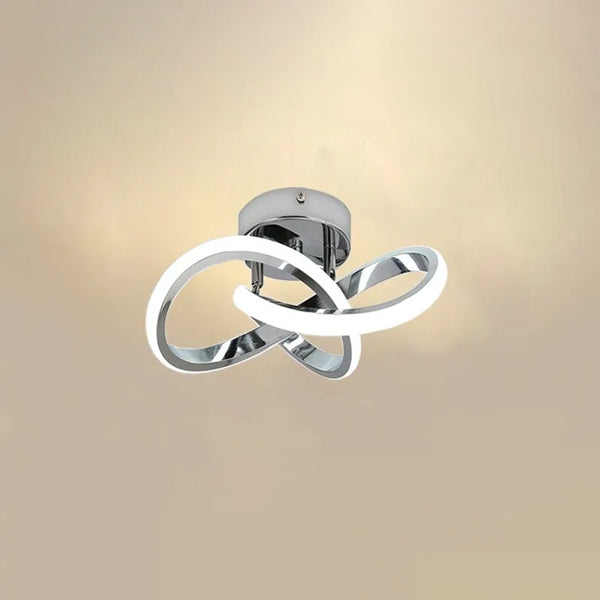 Lustre LED anneaux croisés plafond luminaire moderne sculptural