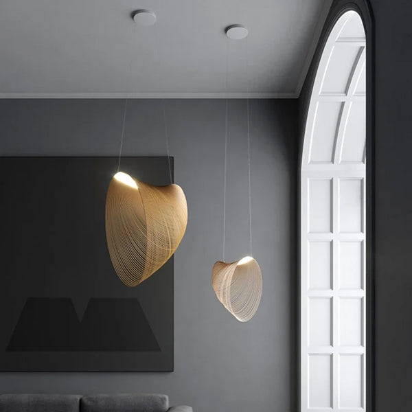 Luminaire LED suspendu bois massif installation plafond design