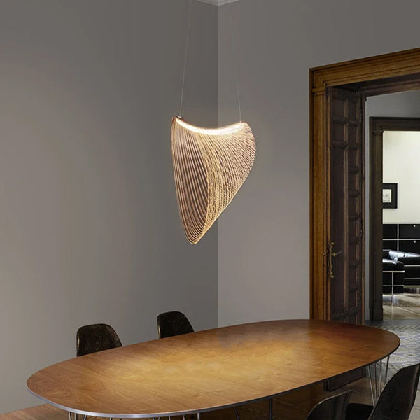Suspension bois LED intégrée luminaire design écologique moderne
