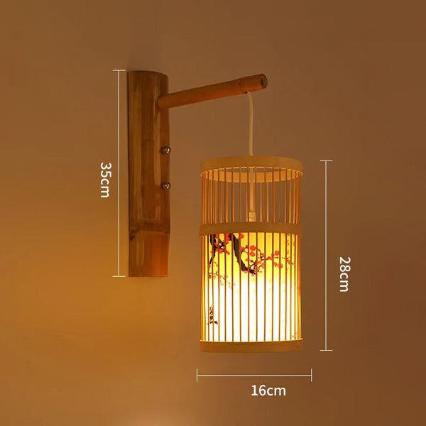 Applique murale suspendue en bambou avec lumière douce
