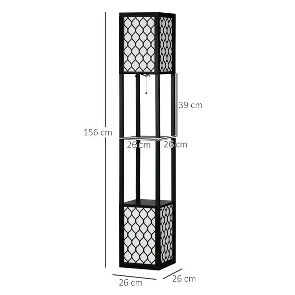 Lampadaire Étagère Bois et Tissus