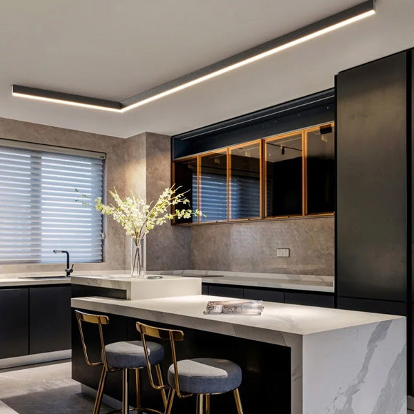 Plafonnier moderne noir éclairage LED design contemporain minimaliste