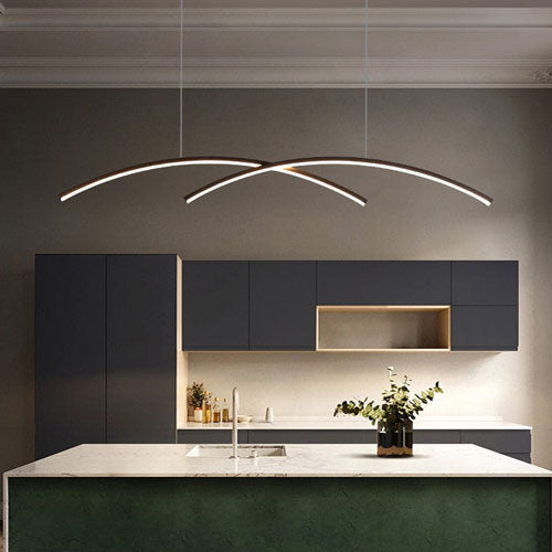 Lustre Salon Moderne Noir design arc LED