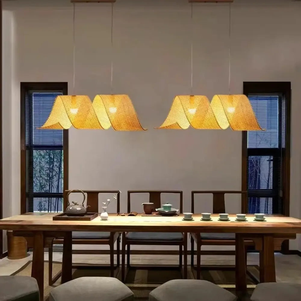 Détail tressage bambou spirale zen suspension plafond