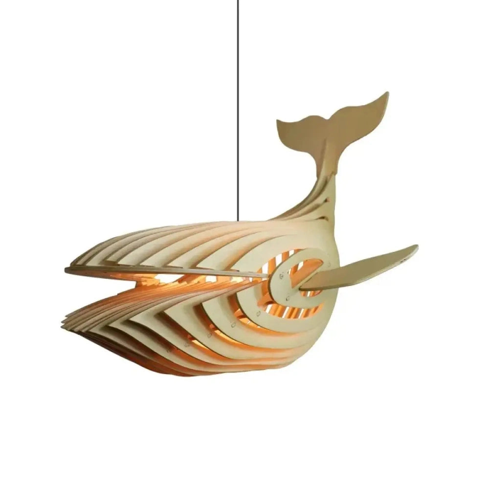 Lustre Bois Baleine Lamelles Sculpte Design