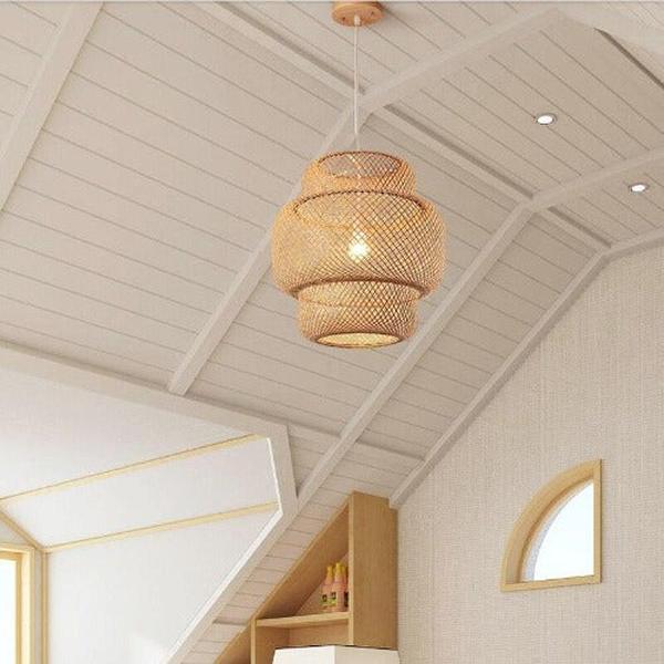 Lustre Naturel Bambou Rond Haut