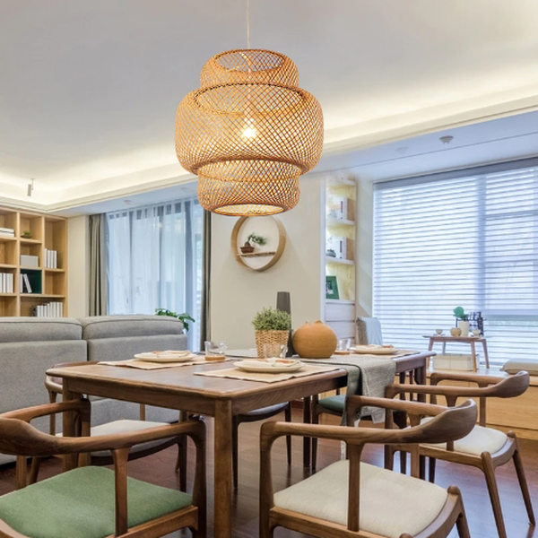 Lustre salon bois de bambou