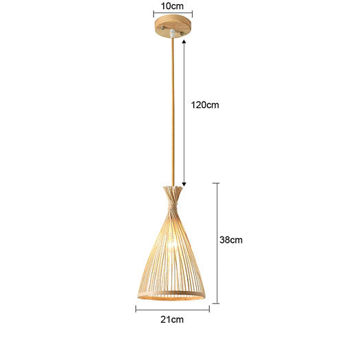 Lustre Salon Bois Bambou Tissé