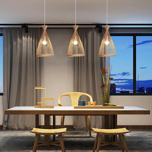 Lustre Salon Bois bambou naturel