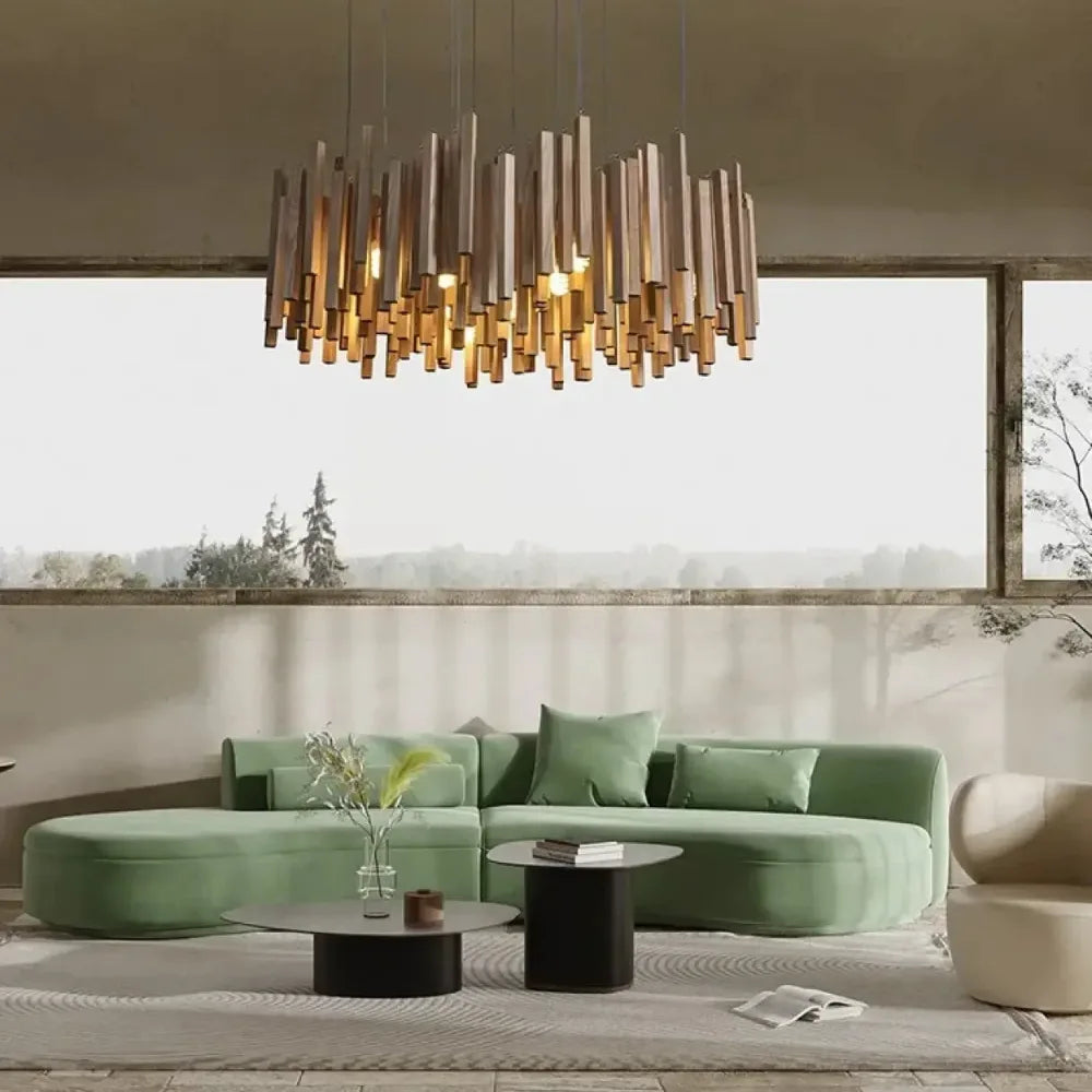 Luminaire linéaire noyer blanc chaud éclairage salon plafond