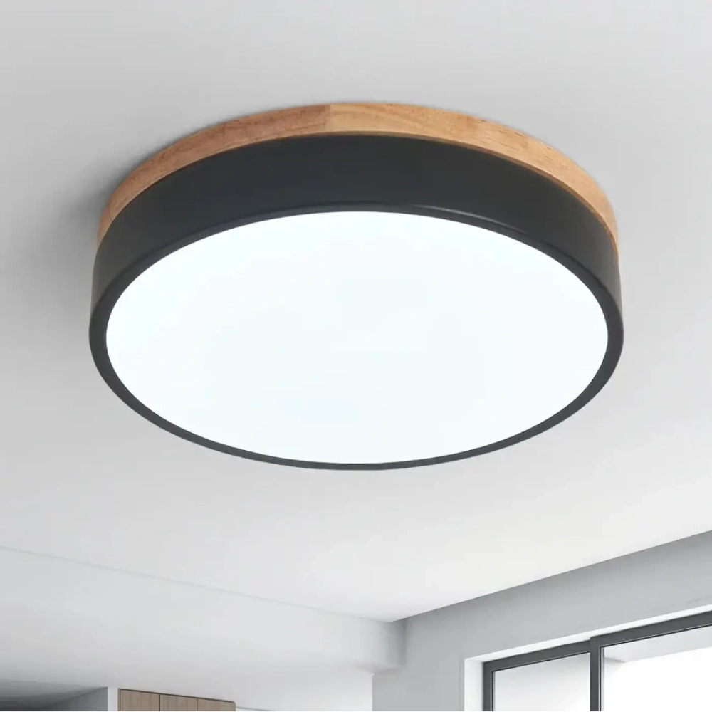 Lustre Bois Clair Double Cercle