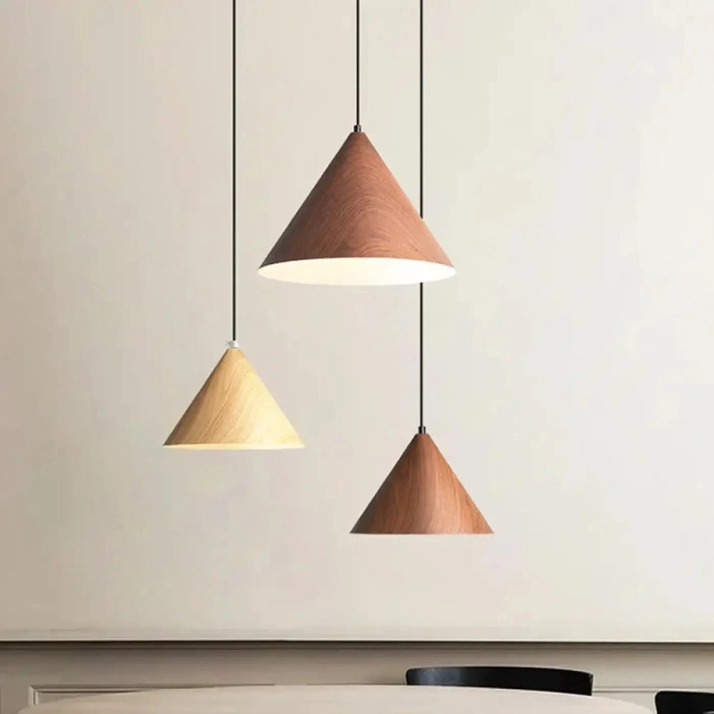 Lustre Bois Cone Pendante Nordique