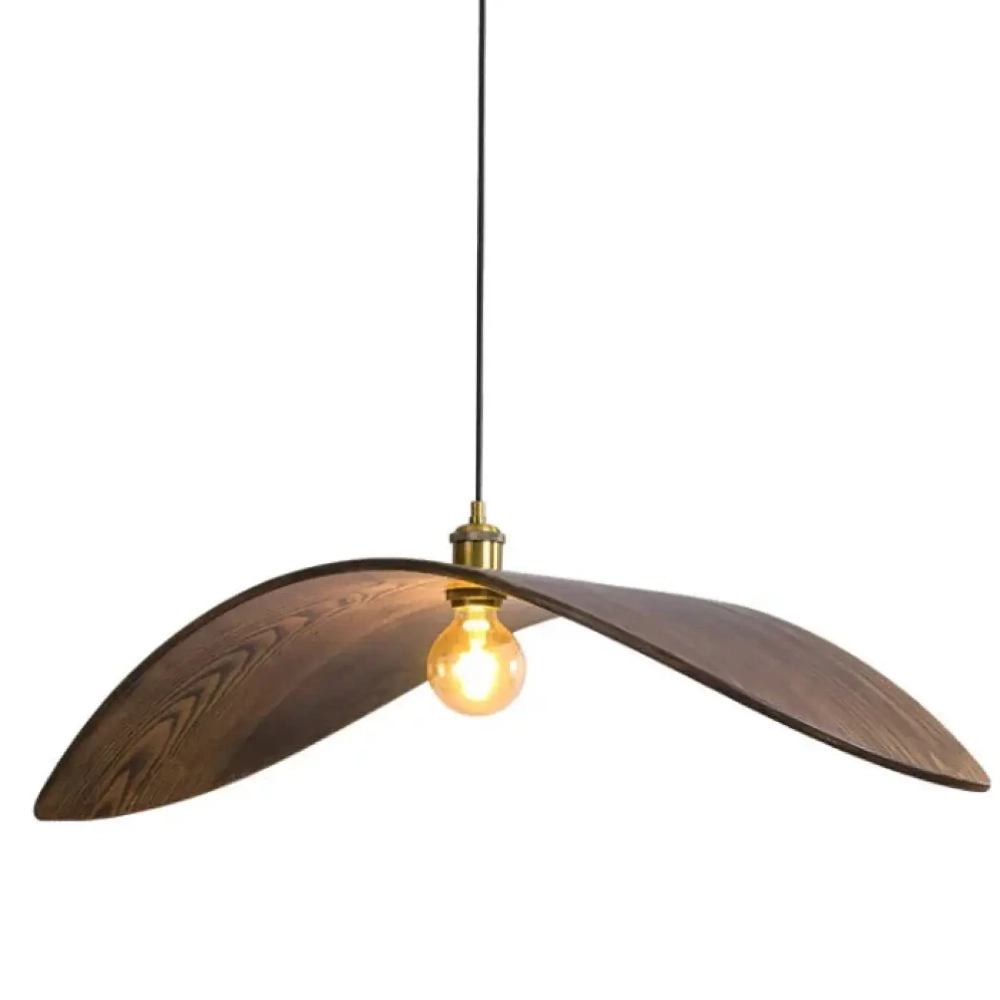 Lustre Bois Feuille Noyer Japandi