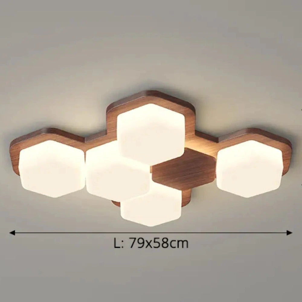 Lustre Bois Hexagone Nordique Grand