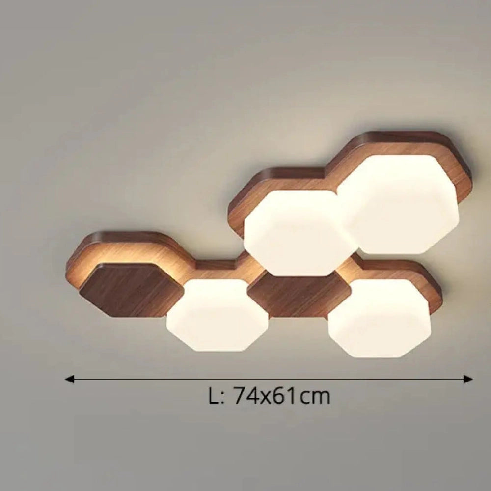 Lustre Bois Hexagone Nordique Grand