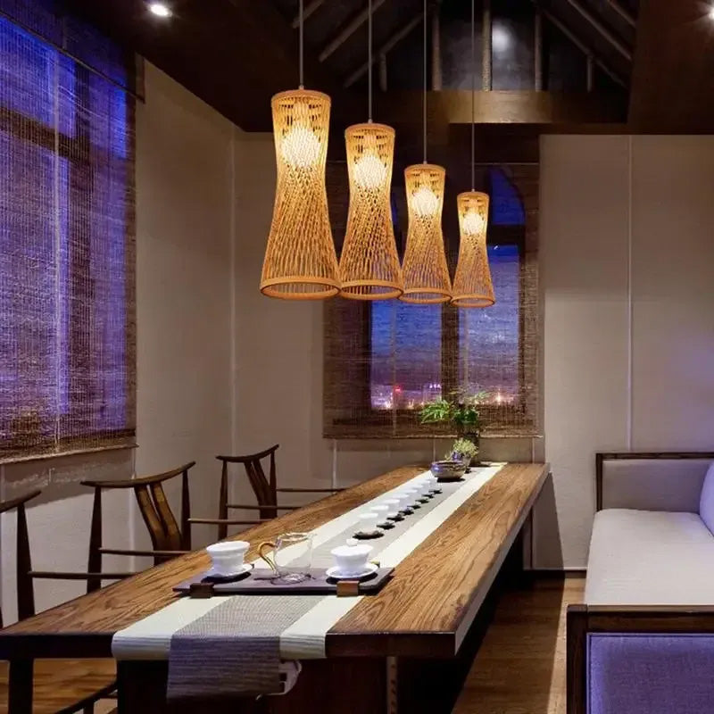 Lustre Salon Bois bambou et rotin