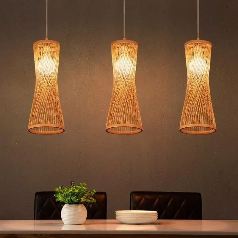 Lustre Salon Bois japonais