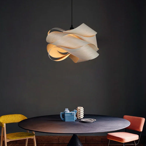 Lustre moderne bois lamelles Bambou