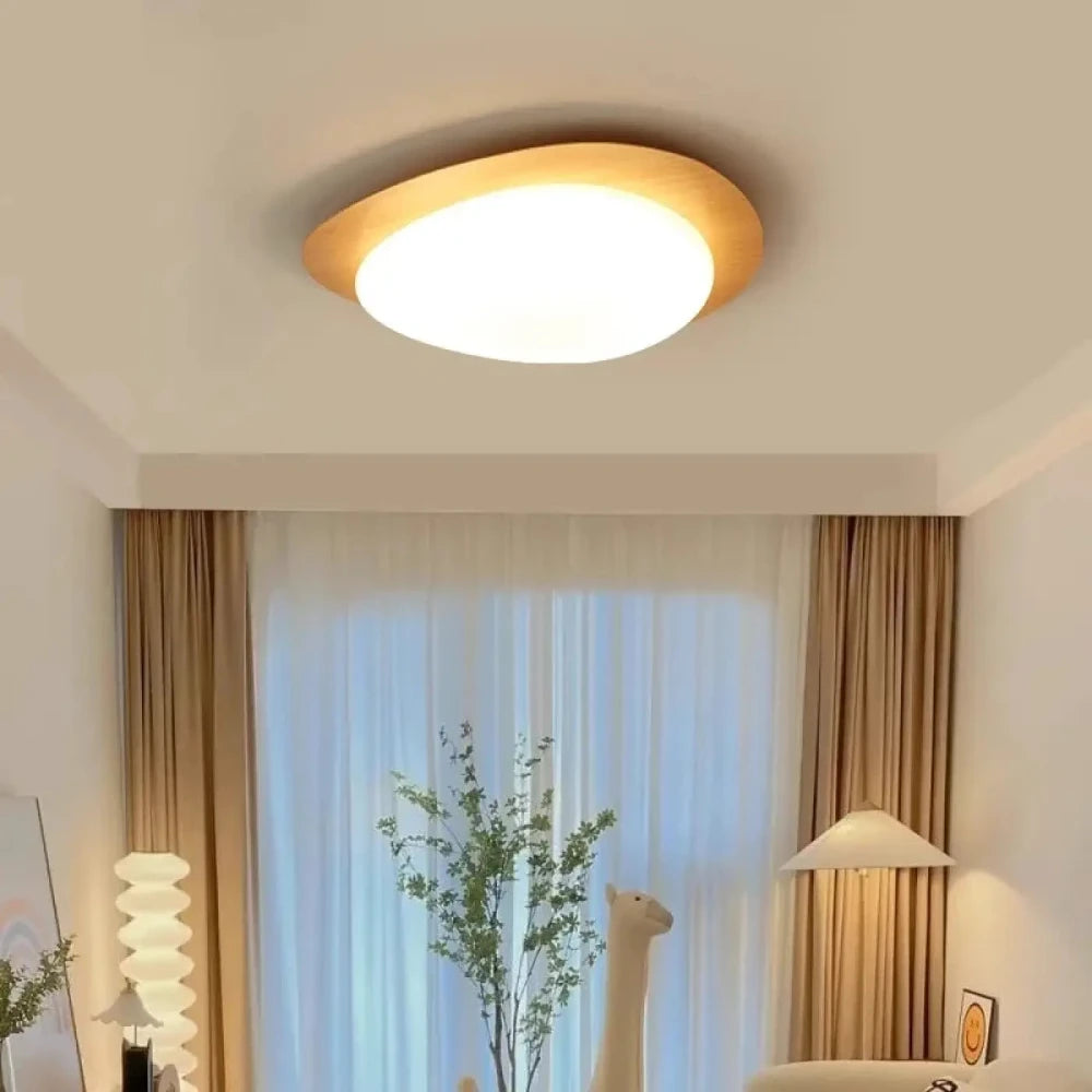 Suspension ovale japandi LED dimmable marron vue de dessous