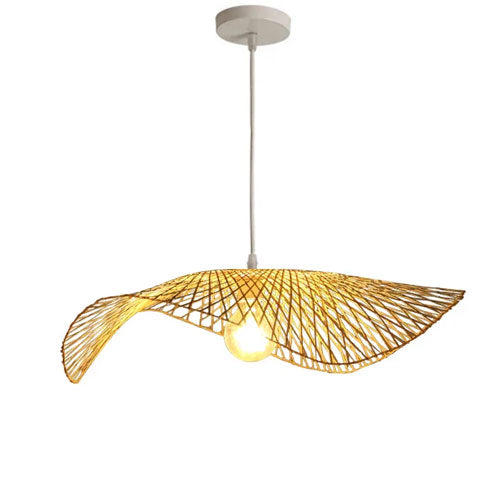 Luminaire bois rotin suspension naturelle artisanale rustique